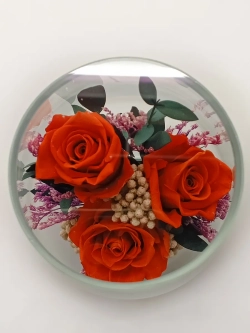 натуральные кустовые розы в стекле, вакуум*