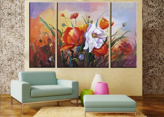 Модульная картина "Полевые цветочки"