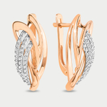Серьги женские с фианитами из розового золота 585 пробы (арт. 022672-1102)