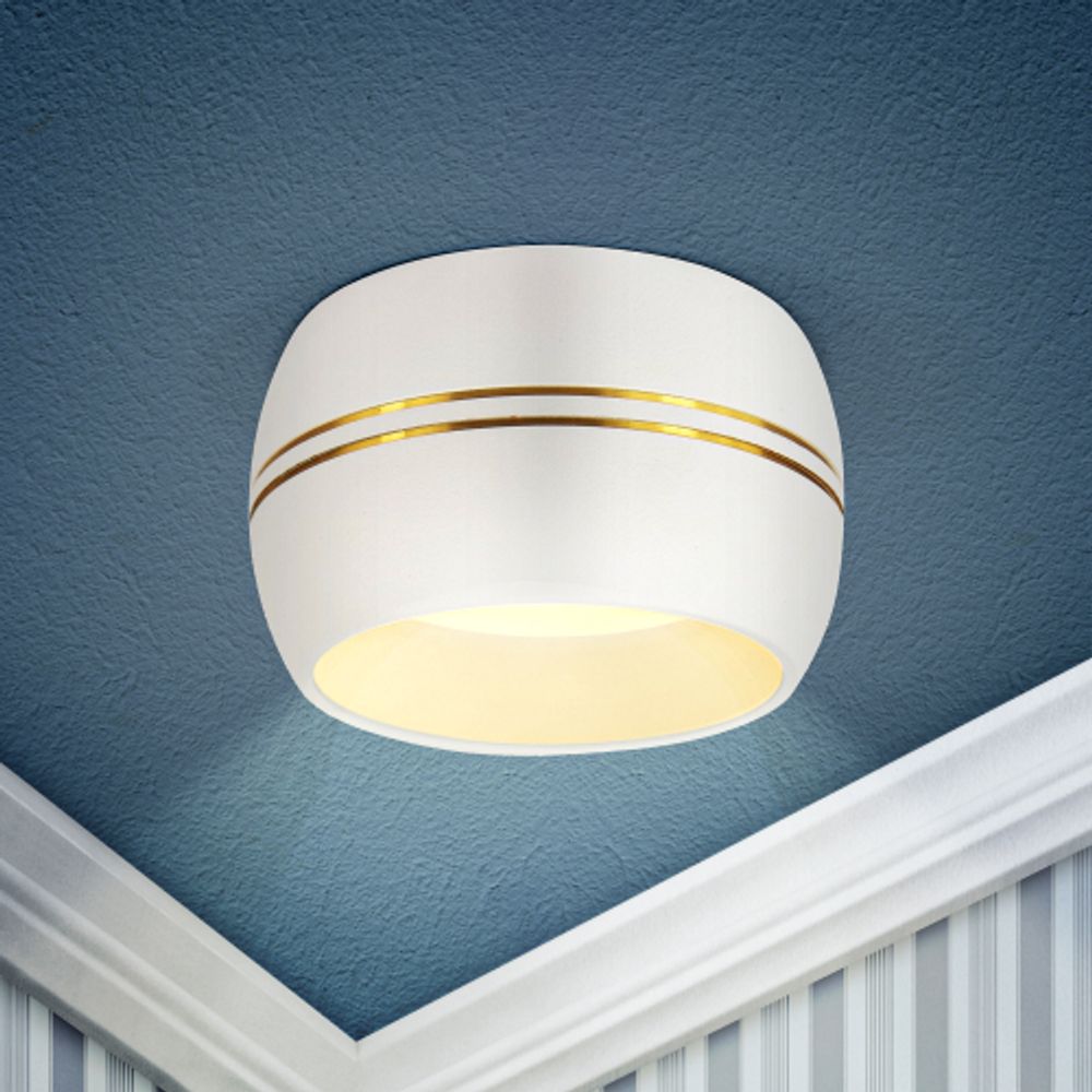 Встраиваемый светильник под лампу GX53 ЭРА KL81 WH/GD белый/золото | Встраиваемые светильники Для ламп GX53