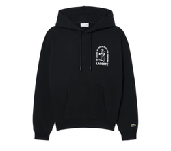 Мужская теннисная кофта Lacoste Loose Fit Printed Hoodie - black