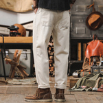 Американские ретро- белые джинсы для мужчин, свободные прямые брюки