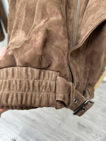 Бомбер "OVERSIZE" из замши "camel" с двойным воротником
