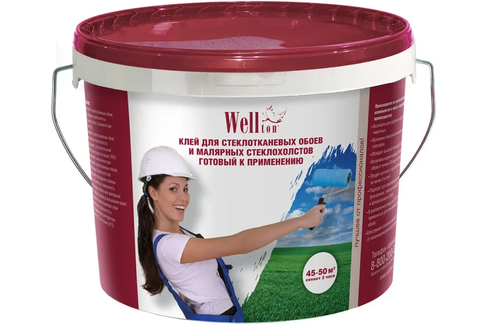 Клей Wellton для стеклообоев, готовый к применению 10 кг