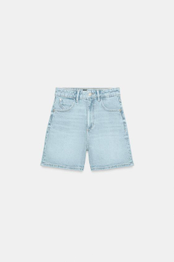 ZARA ШОРТЫ Z1975 MOM FIT, ГОЛУБОЙ