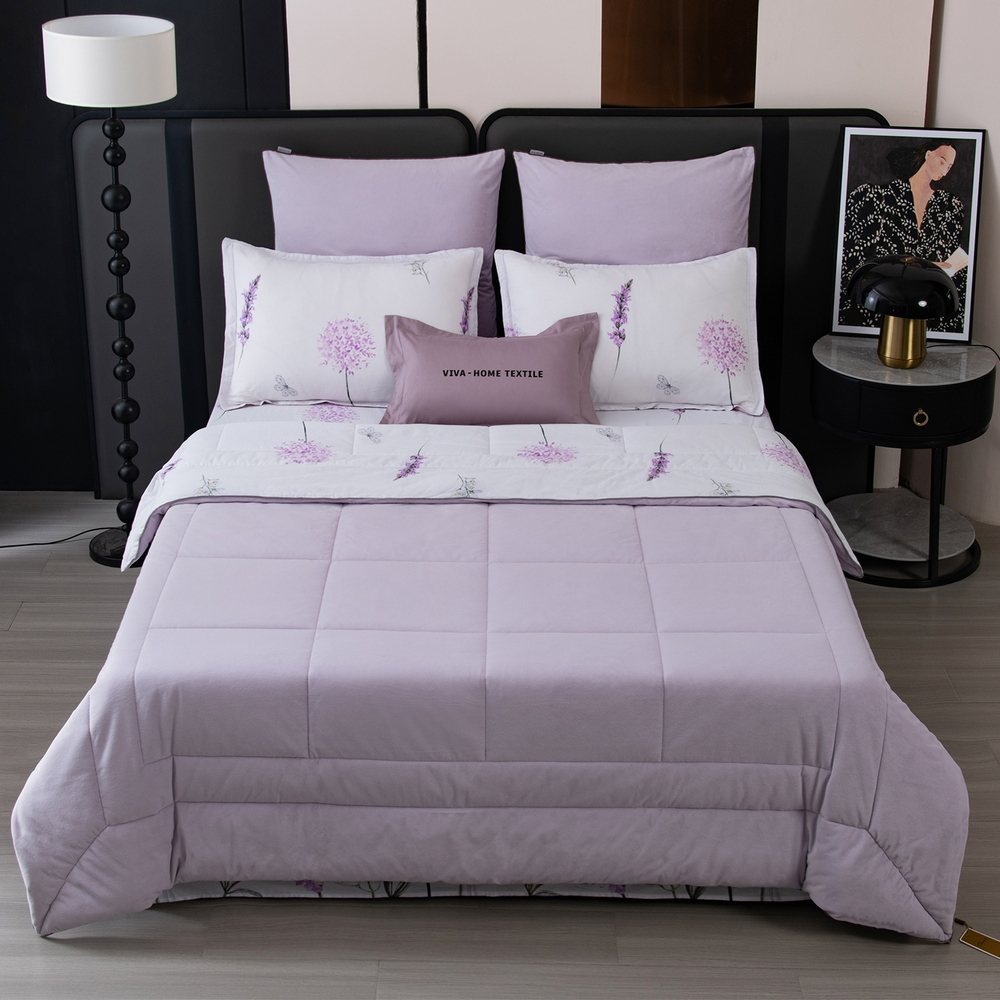 КПБ на резинке Сатин Velouria Luxe с Одеялом VLR019, Евро, 4 наволочки, простынь 140*200*25