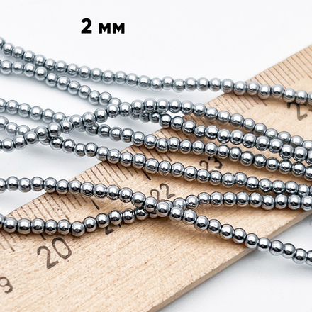 Гематит Шар бусины (имитация), цвет серебристый, размер около 2,3 мм, цена за нить 38 см