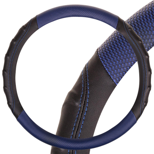Оплетка руля M Skyway Eco Carbon 2 экокожа черно-синяя