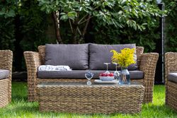 "Капучино Сингл" лаунж-зона из искусственного ротанга (гиацинт), цвет соломенный