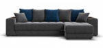 Угловой диван Дубай Велюр Монолит серый, Велюр Монолит синий