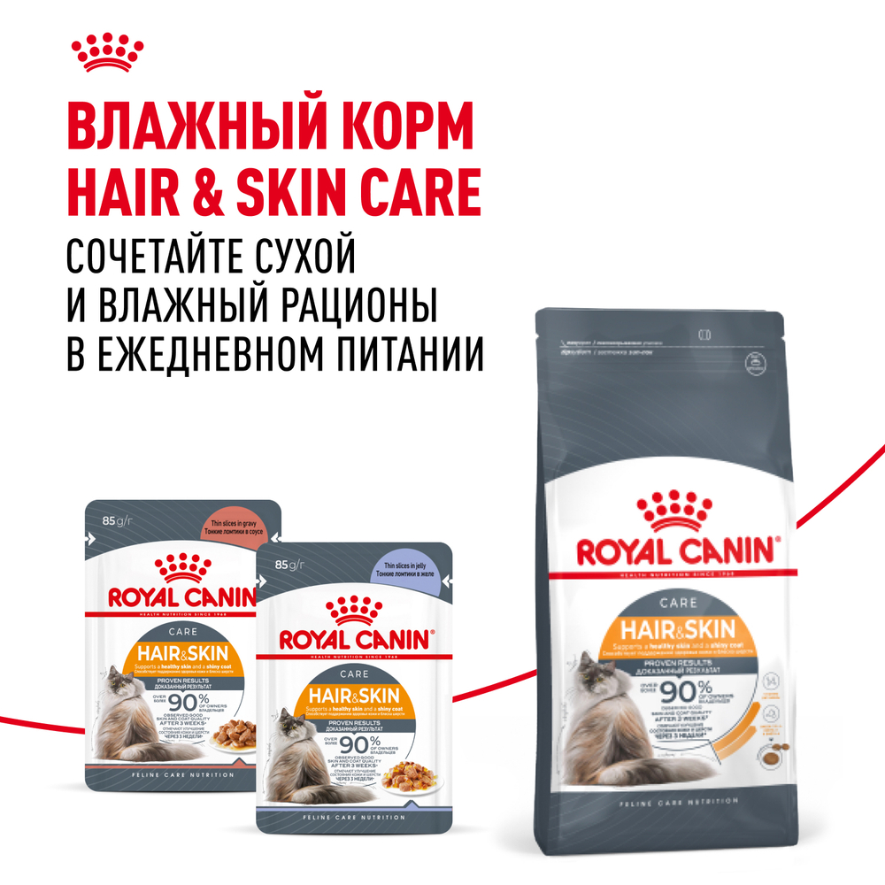 Royal Canin Hair&Skin Care Корм сухой для взрослых кошек для поддержания здоровья кожи и шерсти - 2 кг
