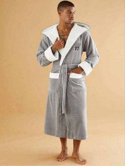Махровый мужской халат 7245 серый Nusa Турция