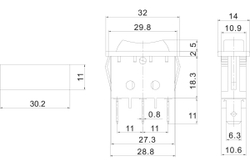 Клавишный переключатель REXANT 250v 15а (3с) on-off-on черный с нейтралью (rwb-411, sc-791) 36-2220