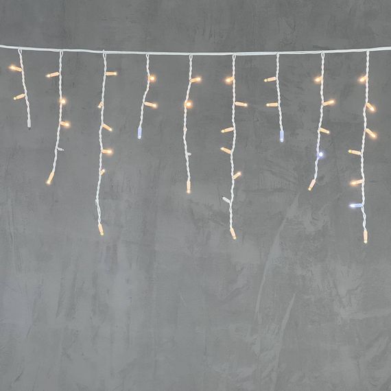 Светодиодная бахрома с колпачком 3,1*0,5 м., 120 экстра теплых белых LED ламп, мерцание, каучуковый белый провод, LTC (LL120BLW-8-2EWW)