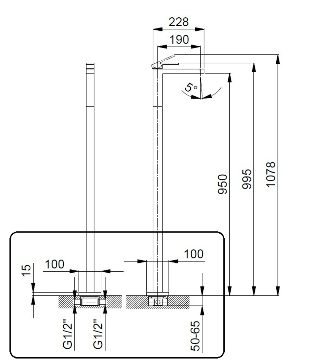 Fantini Встраиваемая часть напольного смесителя для раковины 19 00 3336A