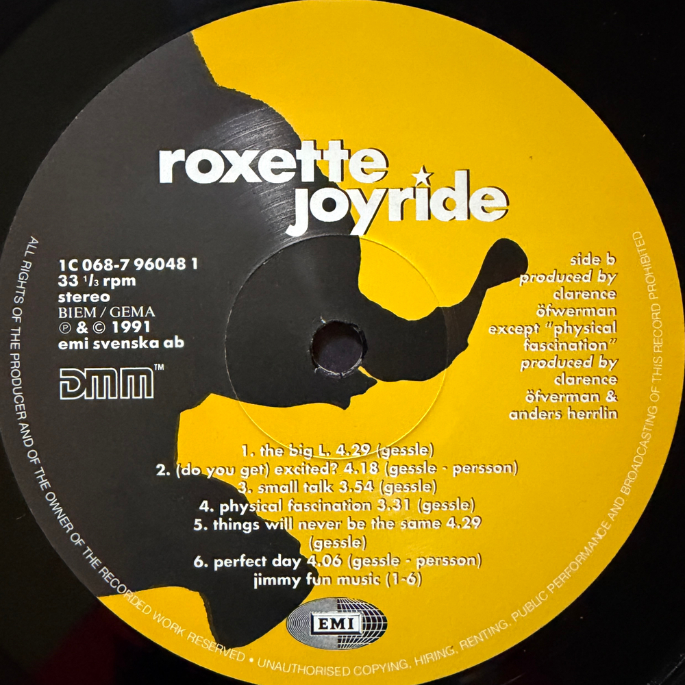 Roxette ‎– Joyride (Швеция 1991г.)