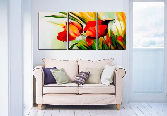 Модульная картина "Алые бутоны"