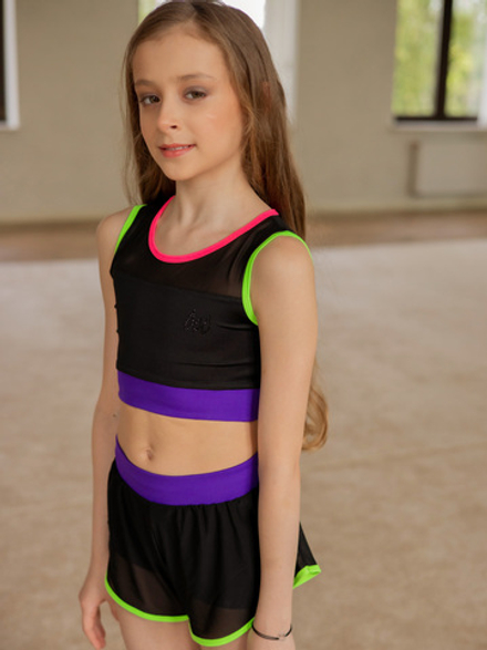 Топ без рукава с цветным кантом (черный) Bright