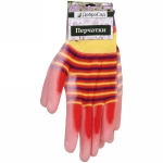 Перчатки нейлоновые «Радуга» с ПВХ покрытием полуоблитые, красные 8 р-р ДоброСад
