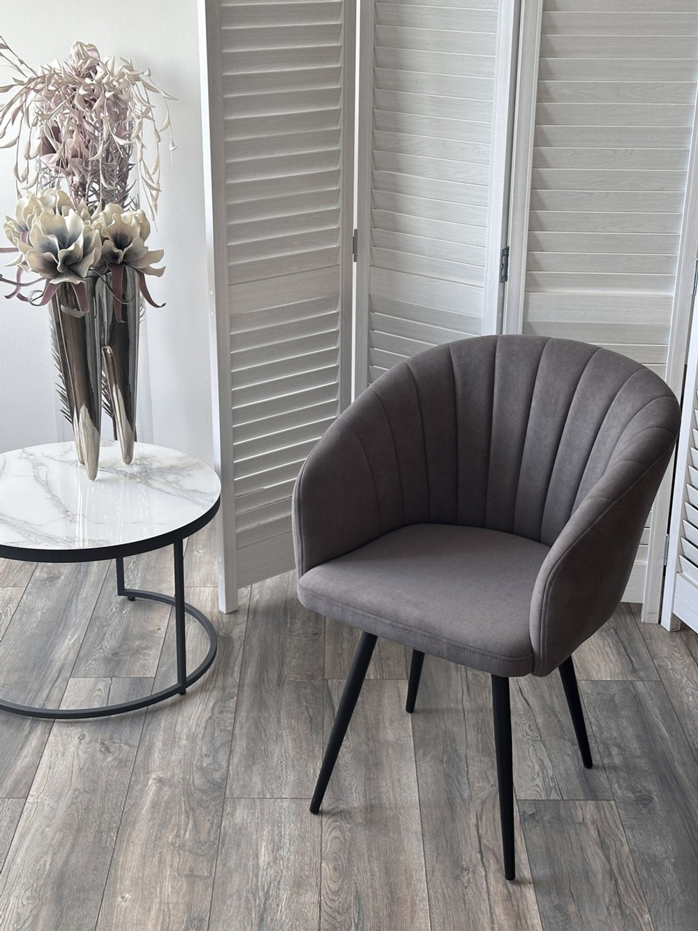 Стул МИШЕЛЬ 360 град. поворот. B28 Темно-серый, велюр / черный каркас, М-City