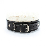 Изящный чёрный ошейник с белым кружевом