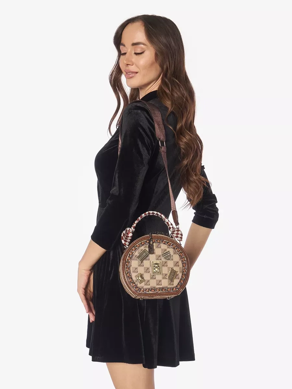 Сумка багет круглая винтажная через плече необычная