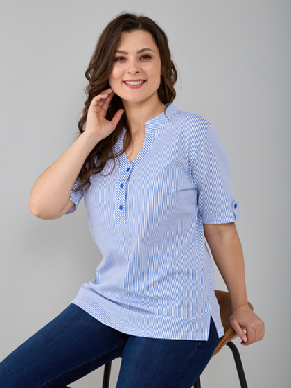 Блузка БЛ-122/белый-джинсцепочка