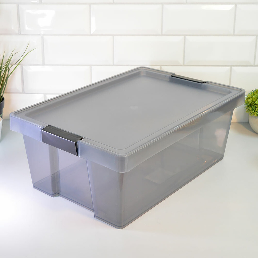 Ящик для хранения 14л "Хенди", черный/прозрачный