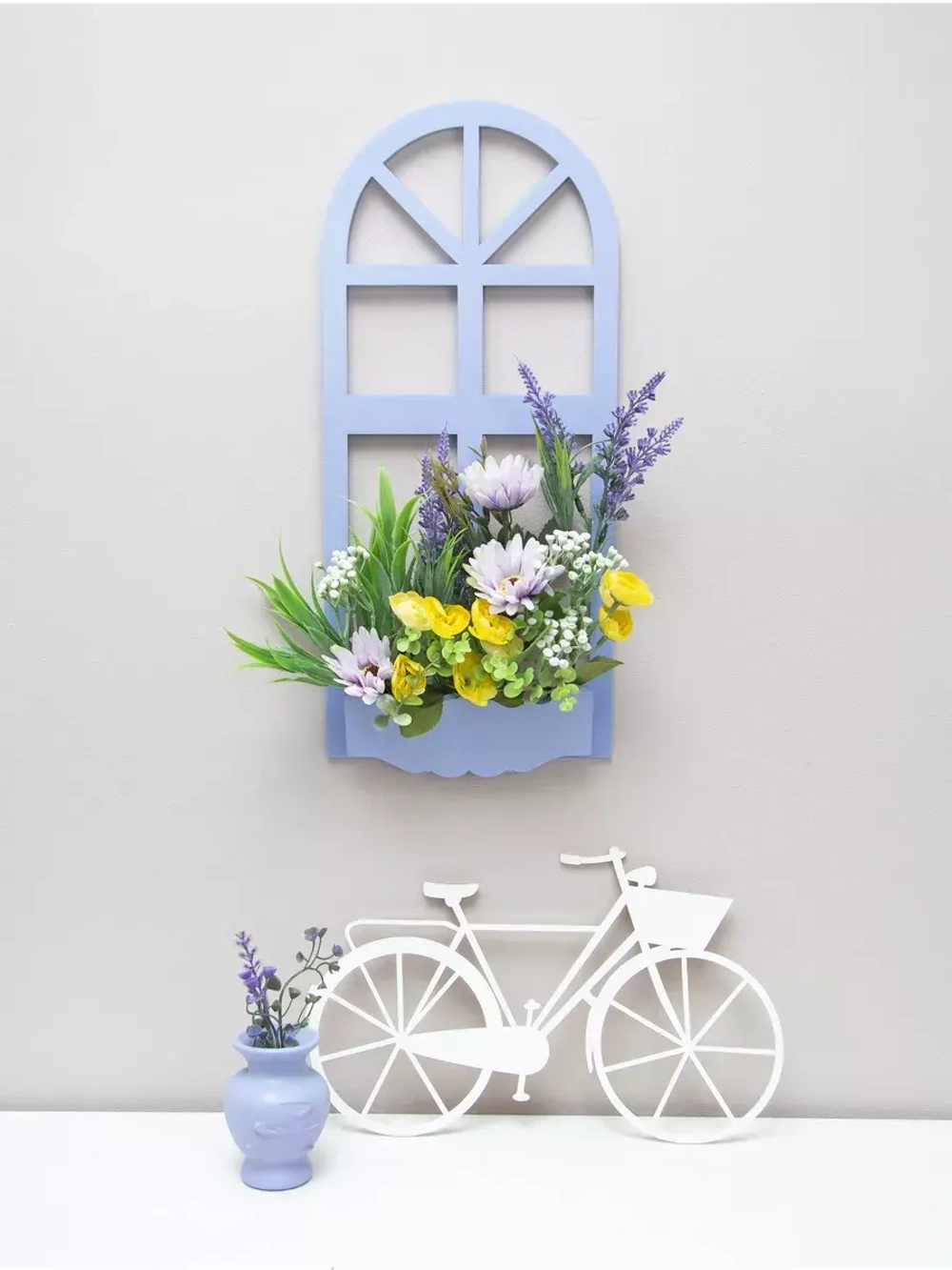 Панно на стену для интерьера "Окно с цветами"