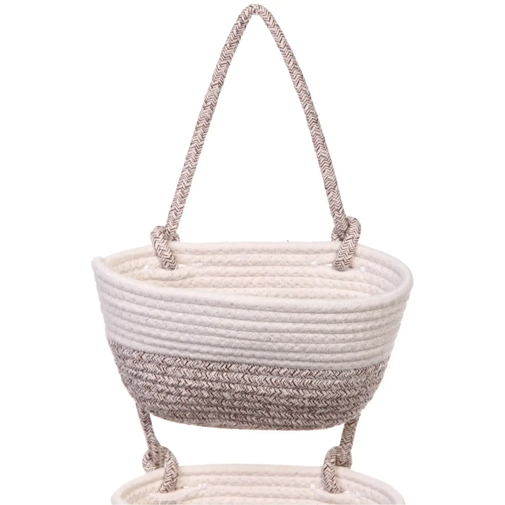 Корзины подвесные ручной работы «ОЛИНТГАР», цвет белый/бежевый, три секции, 72*25*14*11см (лейбл)