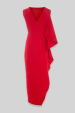 Платье c воланом из джерси красное