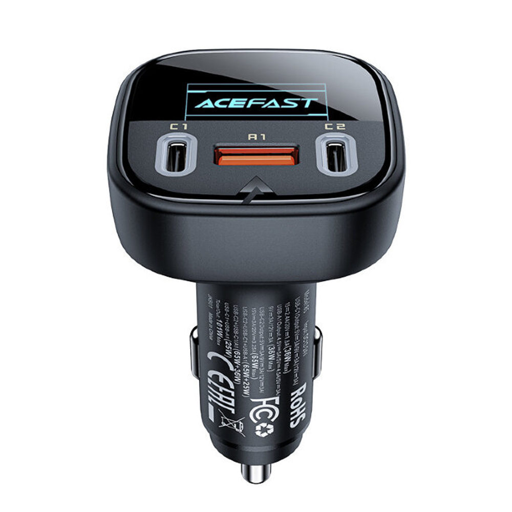 B5 101W (2C+A) metal car charger with OLED smart display