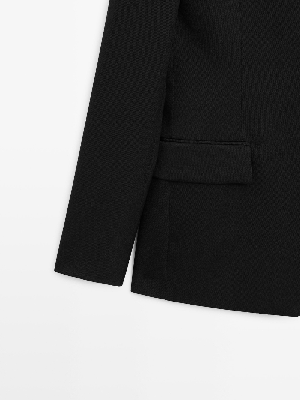 Massimo Dutti Блейзер с заостренными лацканами из 100% шерсти - Limited Edition, черный