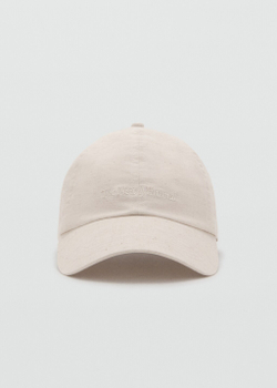 Бейсболка из смесового льна с вышитой надписью