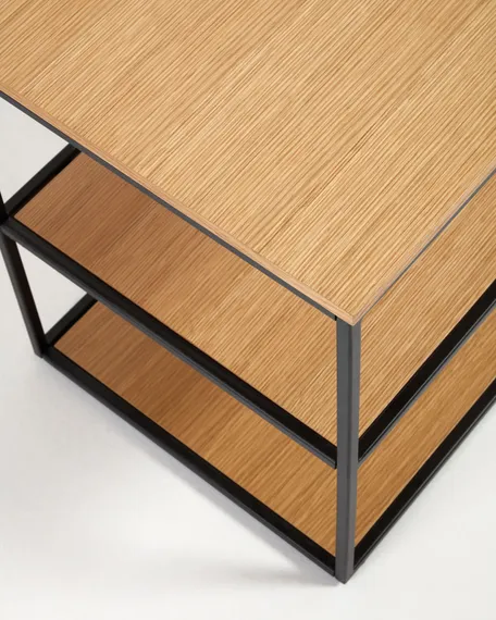 Yoana Тумба под TV из дубового шпона и черного металла 160 x 40 см