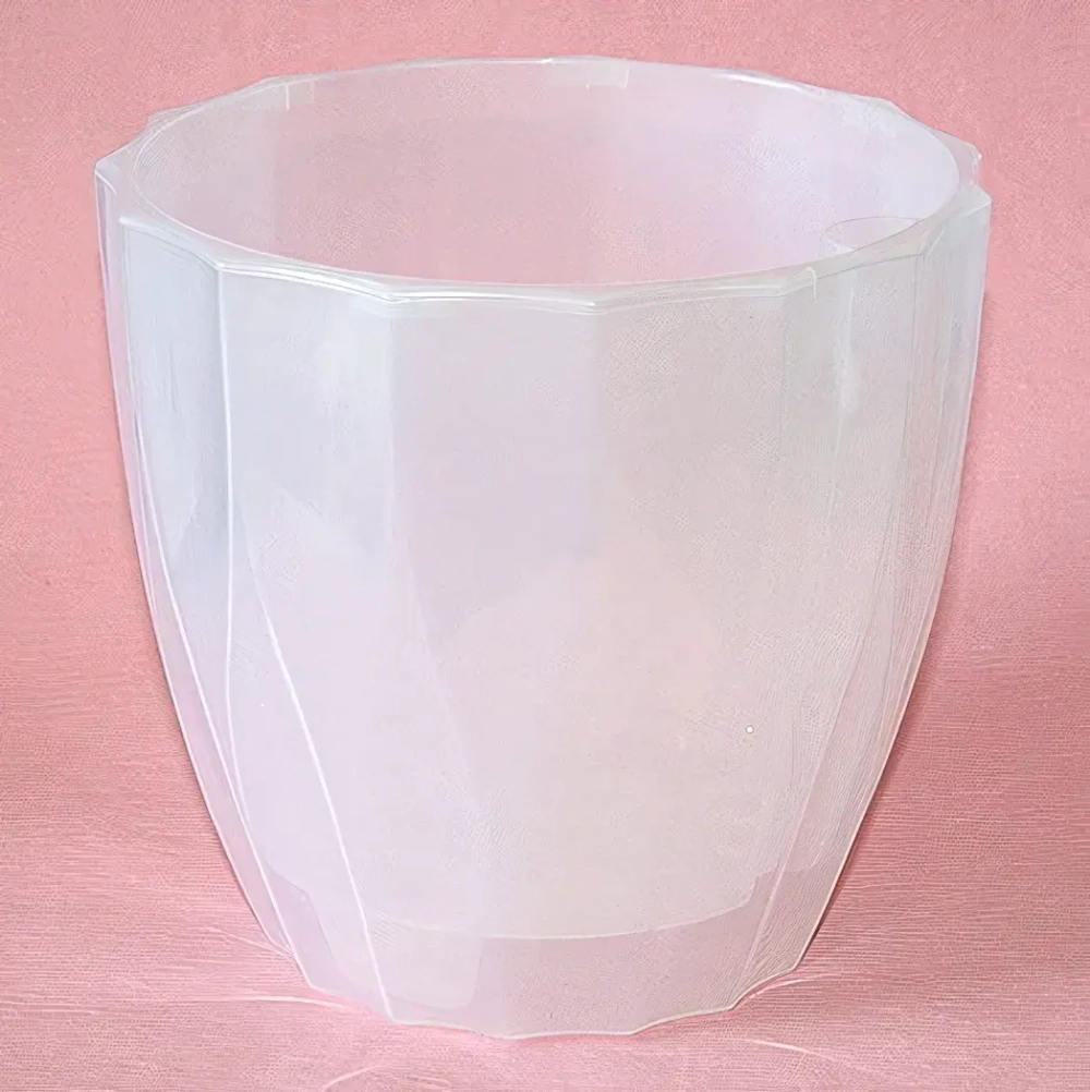 Кашпо для цветов пластиковое 3л d-18см «Флюте» со вставкой прозрачный