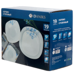 Сервиз столовый стеклокерам, 19 пр, 6 перс, Daniks, Белый Квадро, W 19C9