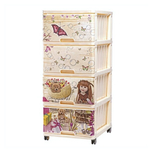 Комод 4 ящика с рис винтаж "Кукла-Мишки"