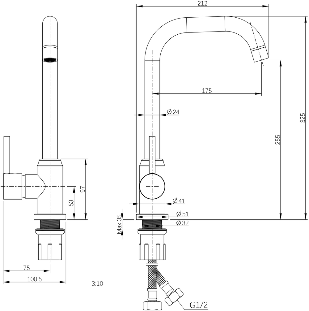 Смеситель для кухни Domaci Ливорно DMC02001BK матовый черный