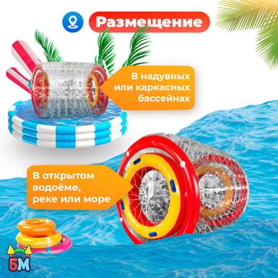 Водный аттракцион роллер «Турбо» с широким входом, ПВХ, трёхместный, 2,4×2,2×2,2 м