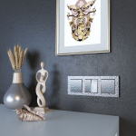 Выключатель двухклавишный с подсветкой (hammer серебряный)