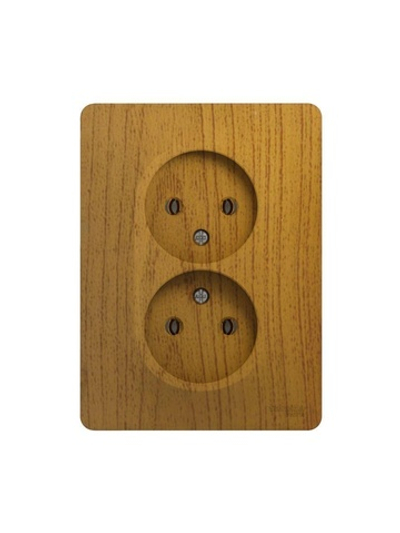 Розетка 2-м СП Glossa 16А IP20 без заземл. в сборе дерево дуб SE GSL000520
