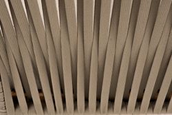 "Мальорка" кресло плетеное из роупа, основание дуб, роуп серо-коричневый 23мм, ткань бежевая 15052