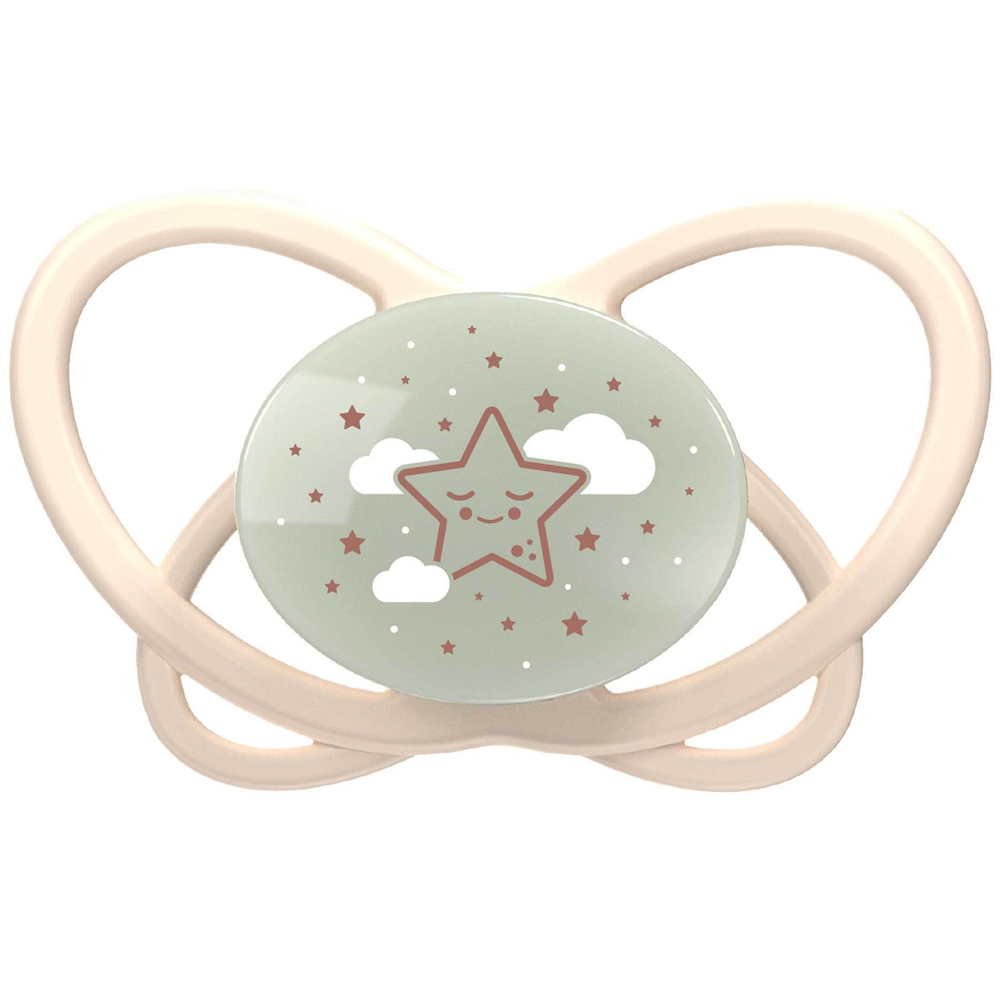 NIP Соска пустышка, силикон "Butterfly Night ", бежевый, размер 1 (0-6)