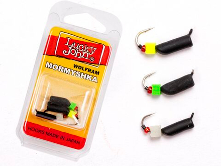 Мормышки вольфрамовые Lucky John с петелькой 3шт набор СТОЛБИК безнасадочный блистер
