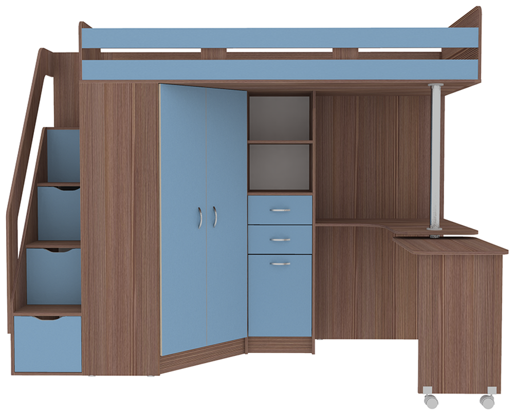 Кровать-чердак КарИВи Мийа Бодего Темный Светло-синий, голубой