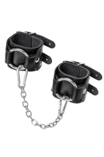 Наручники-браслеты с двумя ремешками натуральная кожа чёрные