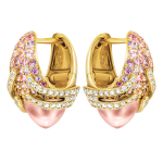 Серьги с розовым Кварцем, цветными Сапфирами и Бриллиантами, Е0053-0/19