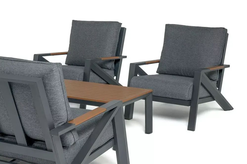 "Лотос" лаунж-зона 5-местная из алюминия, цвет темно-серый