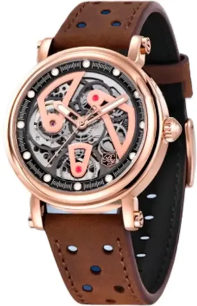 Часы наручные механические с автоподзаводом BENYAR на кожаном ремешке, золотистый/коричневый W9890-02